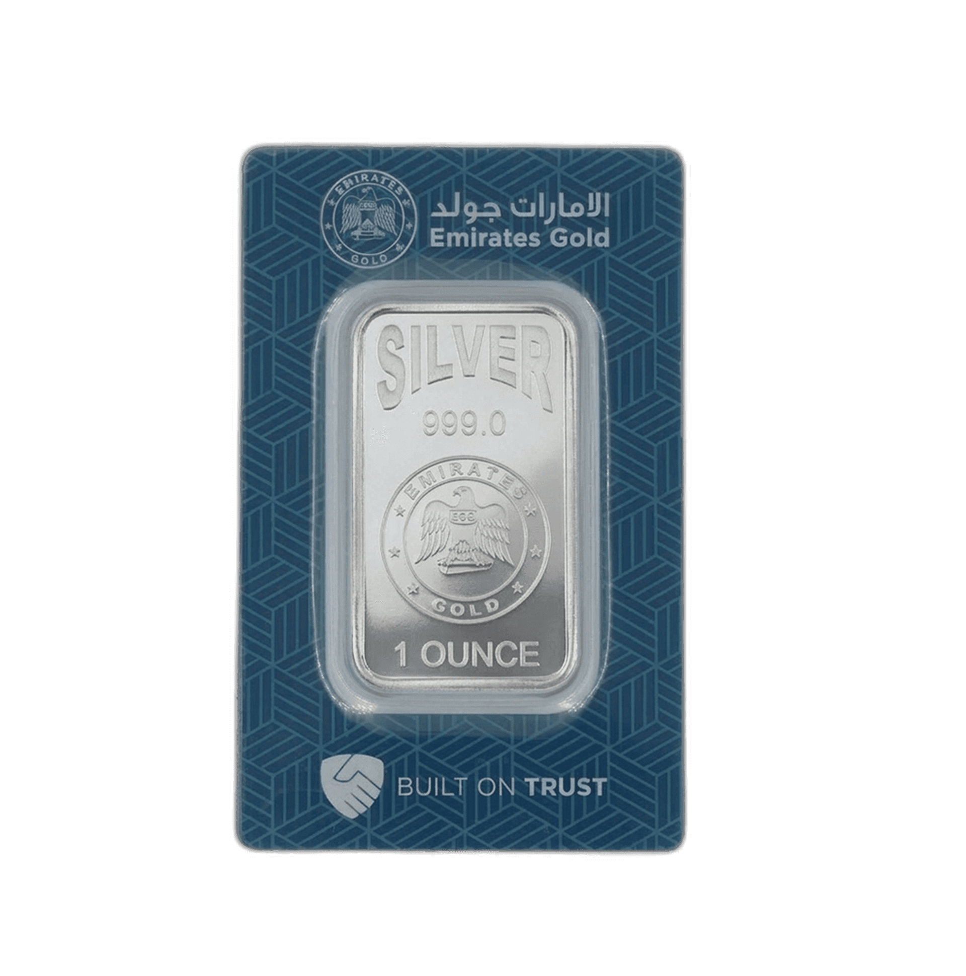 Emirates Gold Silver Bar 1 Oz in card packaging